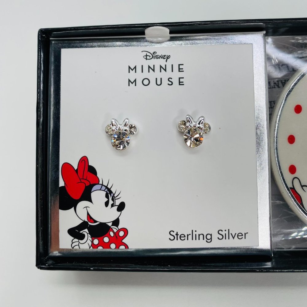 Disney Minnie Mouse Clear Crystal Stud Earrings in Sterling Silver ºoº